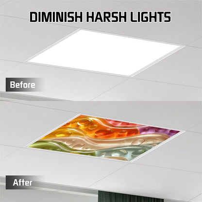 YEXLE 2PCS Stained Glass Fluorescent Light Covers Magnetic Ceiling Light Cover, Classroom Lights Covers Classroom Supplies for School Classroom Home Office,4 X 2 Feet