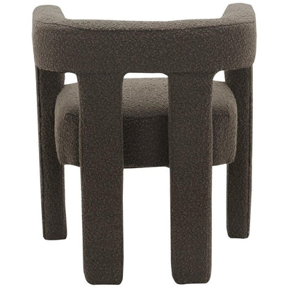 Meridian Furniture Athena Collection Modern | Contemporary Boucle Fabric Upholstered Accent | Dining Chair, 25" W x 21" D x 27" H, Brown