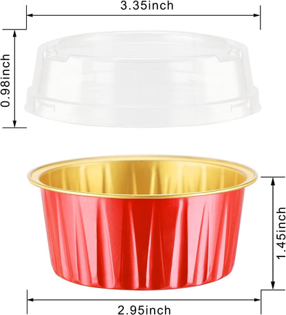 EUSOAR Dessert Cups with Lids, 30pcs 5oz Disposable Aluminum Ramekins for Baking, Mini Cheesecake Pan