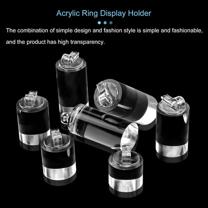 Enenes 7 Pack Acrylic Ring Display Holder Clear Cylinder Jewelry Stand for Wedding Engagement Rings Organizer Sturdy Solid Showcase