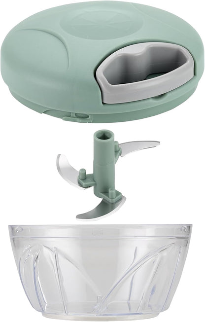 Hand Pull String Vegetable Chopper - Food Processor for Garlic, Onion, Ginger, Fruits, Nuts, Herbs (Green 500ml)