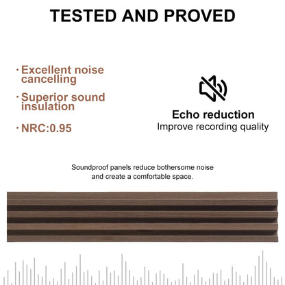 NovaGrid Board 4PCS Acoustic Wood Slat Wall Panels for Wall Decor and Ceiling 3D Fluted Sound Absorbing Panel Soundproof with Wood Finish 108"×6" (Cherry Dark)