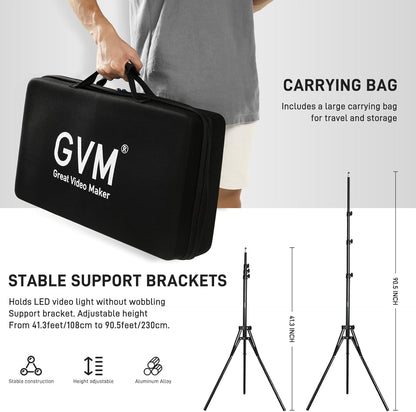 GVM RGB LED Video Light Kit, Dimmable Photography Lighting with APP Control, 680RS 50W 3 Packs Led Panel Light for YouTube Studio, Video Shooting, Gaming, Streaming, Zoom, Broadcasting, Conference
