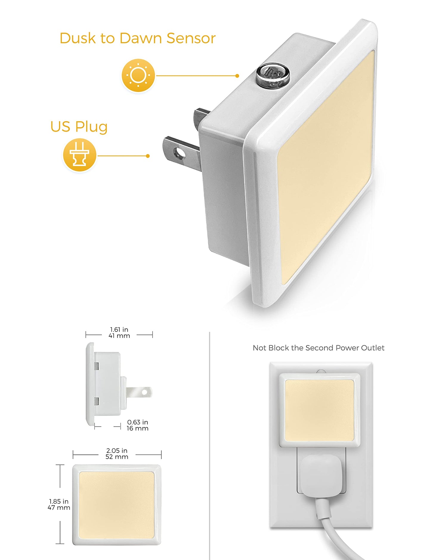 L LOHAS LED Night Lights Plug into Wall, [6-Pack] Plug in Night Light, Dusk-to-Dawn Sensor, 3000K Soft White 0.3W Bright Nightlight Auto-On/Off for Adults Kids Room Bedroom Bathroom Hallway Kitchen
