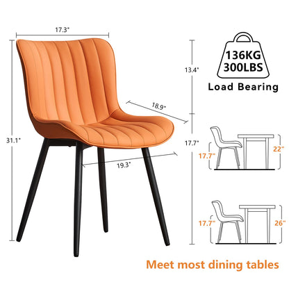 YOUNUOKE Dining Chairs Set of 2 Camel Mid Century Modern Kitchen Chairs Armless Faux Leather Upholstered Dinner Side Chair with Back for Guest Reception Living Room, Matte Orange