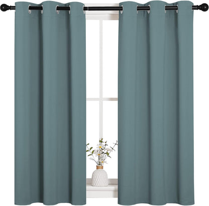 NICETOWN Blackout Curtains - Noise Reducing & Thermal Insulated Drape Panels | Greyish Blue, 2 Panels, W34 x L45-Inch