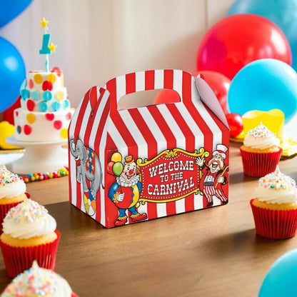 Fun Express Circus Big Top Treat Box - Carnival Party Supplies- VBS Vacation Bible School Supplies/Decor - Set of 12