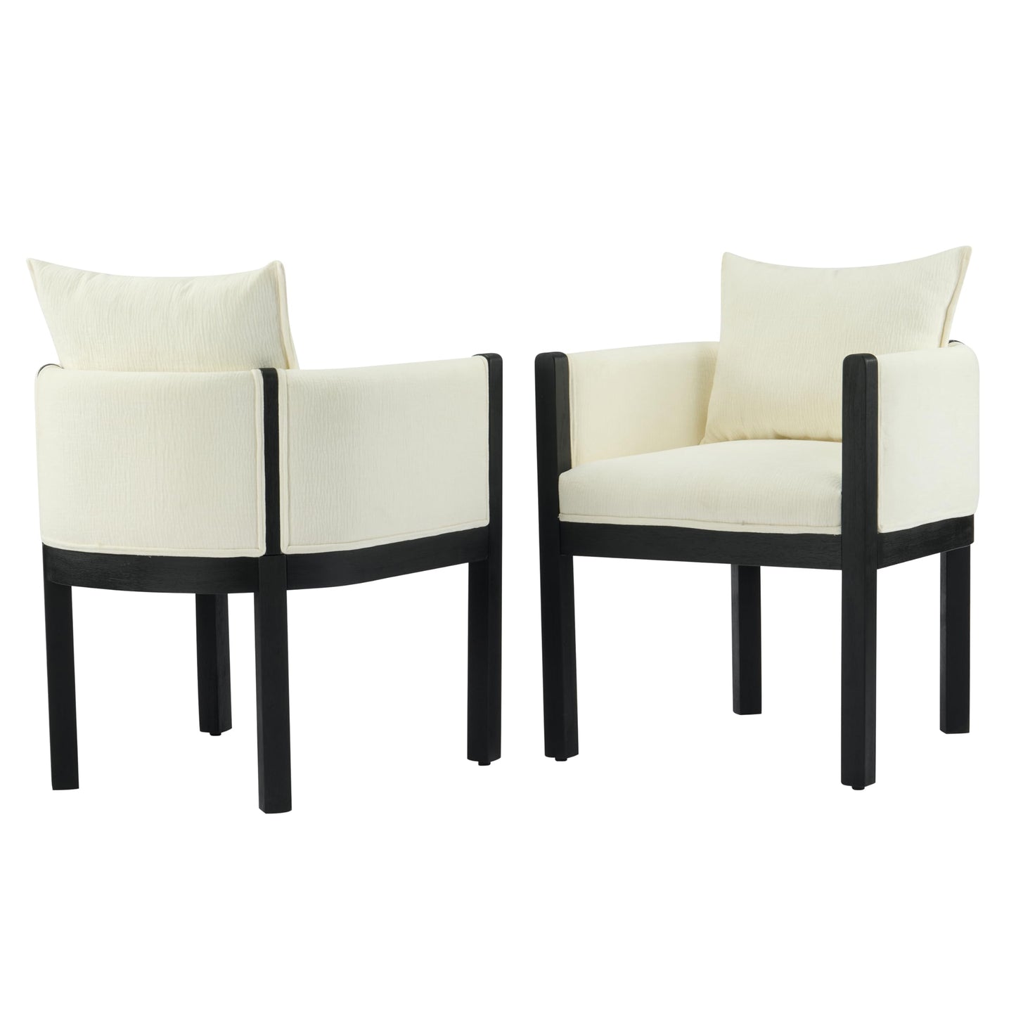 Christopher Knight Home Lucid Linen Upholstered Dining Chairs Set of 2, Rubber Wood Dining Room Chairs, Modern Armchair, Extra Seating for Dining Room, Versatile Indoor Furniture, White + Black