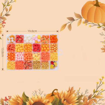 1608Pcs Fall Beads Thanksgiving Jewelry Making Kit - Autumn Polymer Clay & Acrylic Charms for DIY Crafts: Maple Leaf, Pumpkin, Pearl, Star, Round Spacer Bead Mix (Yellow)