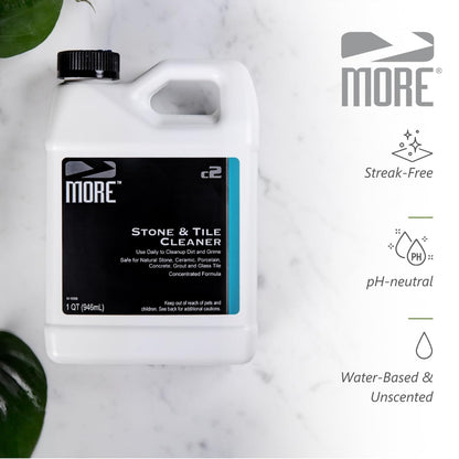 MORE - Stone & Tile Cleaner - Grout & Floor Cleaner for Natural Stone, Marble, Concrete, Ceramic, & Porcelain - Water-Based Grout Cleaner for Tile Floors - Concentrated Formula - pH Neutral - 32oz