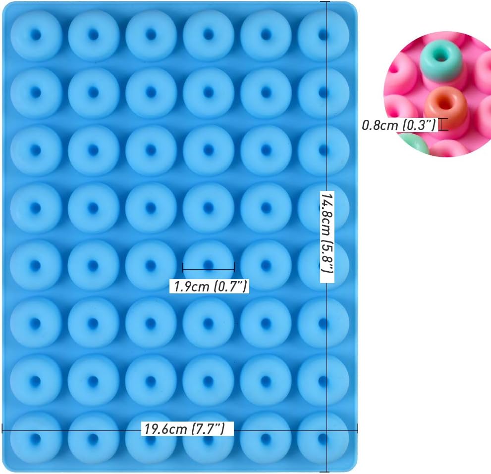 Newk Mini Donut Silicone Candy Mold - 4 Packs 48-Cavities Gummy Ring Molds with 2 Droppers, Nonstick Food Grade Mold
