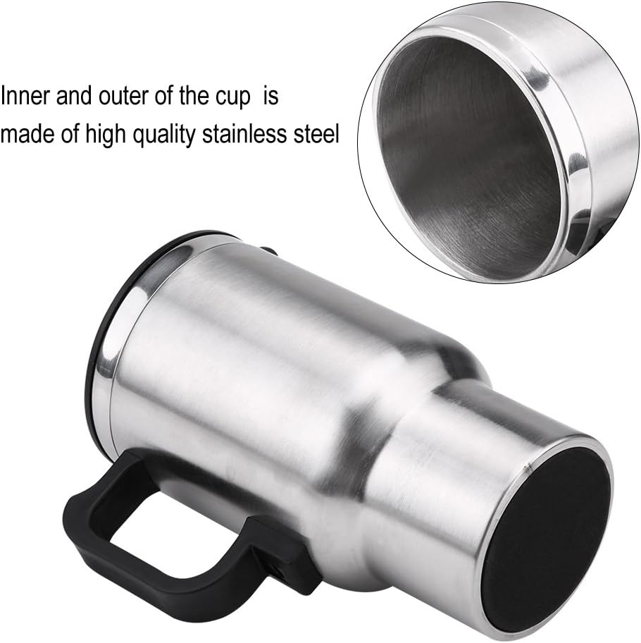 Hot Water Kettle Electric, Travel Kettle, 12V 450ml Stainless Steel Car Heating Cup, Portable