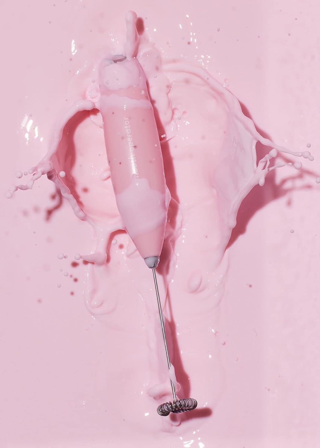 Smooth Operator Pink Handheld Electric Whisk, Milk Frother, Foam Maker for Protein, Coffee & More with Stainless Steel