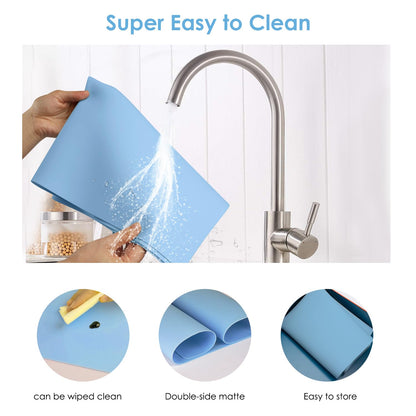 Extra Large Silicone Mats, Food Grade & Thick Silicone Pad Table Mat for Crafts, Kids Placemat, Silicone Heat Resistant Mat Kitchen Counter Mat for Baking Pastry, 23.6''x15.75'' Light Blue, 1Pack