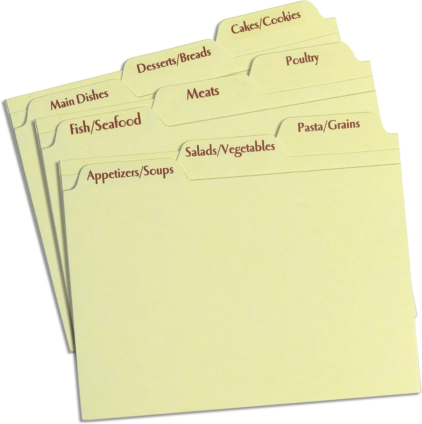 Meadowsweet Kitchens Recipe Card Box Tab Divider Set: Set of 9 Tab Dividers for 4x6 Recipe Cards