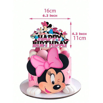 Minnie Party Supplies,32PCS Birthday Decorations Set Include Banner, Balloons, Hanging Swirls, Cake Cupcake Toppers, for Boys Girls Theme Party