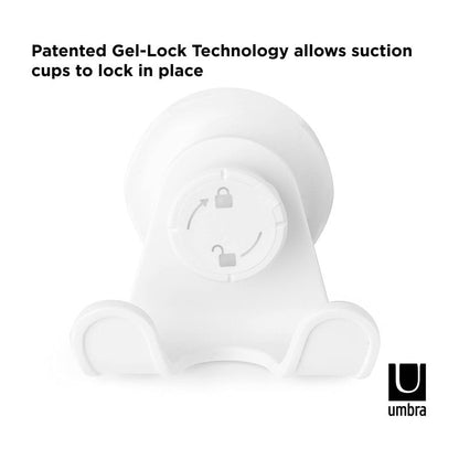 Umbra Flex Shower Storage Accessories with Patented Gel-Lock Technology Suction Cup, 5.8170000000000002 x 7.7469999999999999 x 6.1470000000000002 cm, White (Pack of 2)