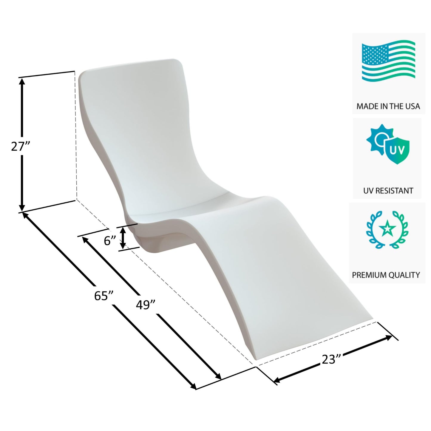 Las Olas Luxury Living Chaise Pool Lounger | Ultra-Comfortable Waterproof Pool & Patio Chase Lounge Chair for Outdoors | Up to 9" of Water, UV & Fade Resistant, Made in USA, Easy Tool-Free Assembly
