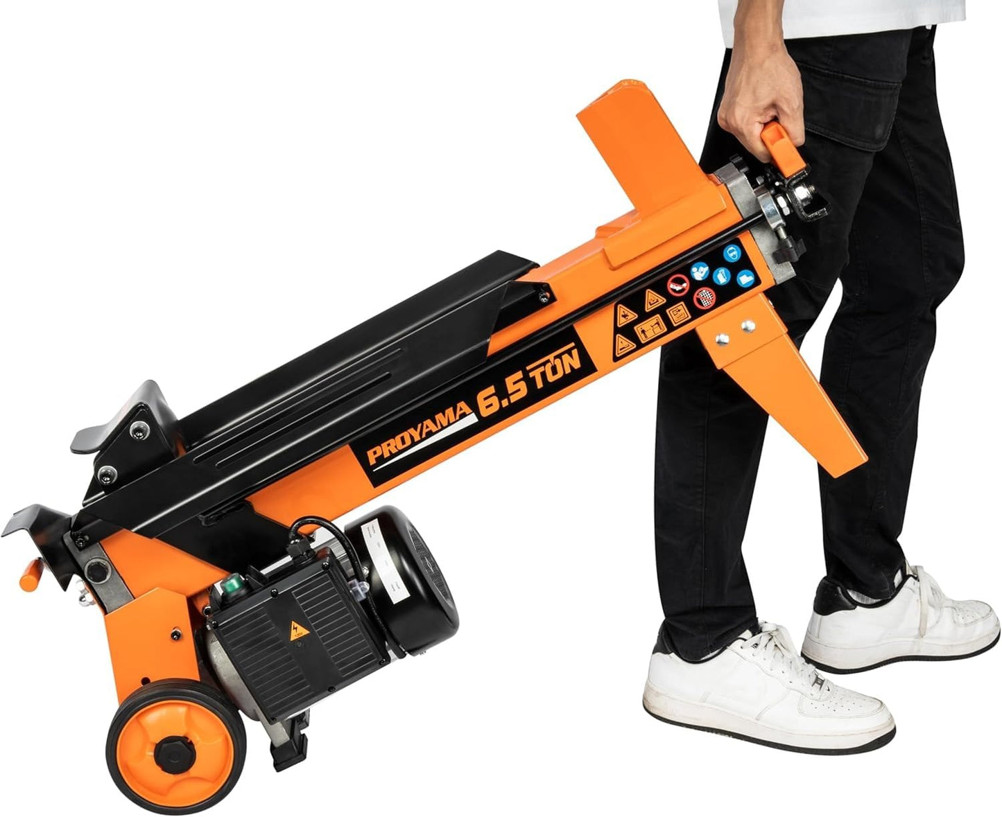 PROYAMA Log Splitter 6.5 Ton, Wood Splitter Electric Powered 15Amp, with Hydraulic Ram, Electric Firewood Splitting Machine, Horizontal
