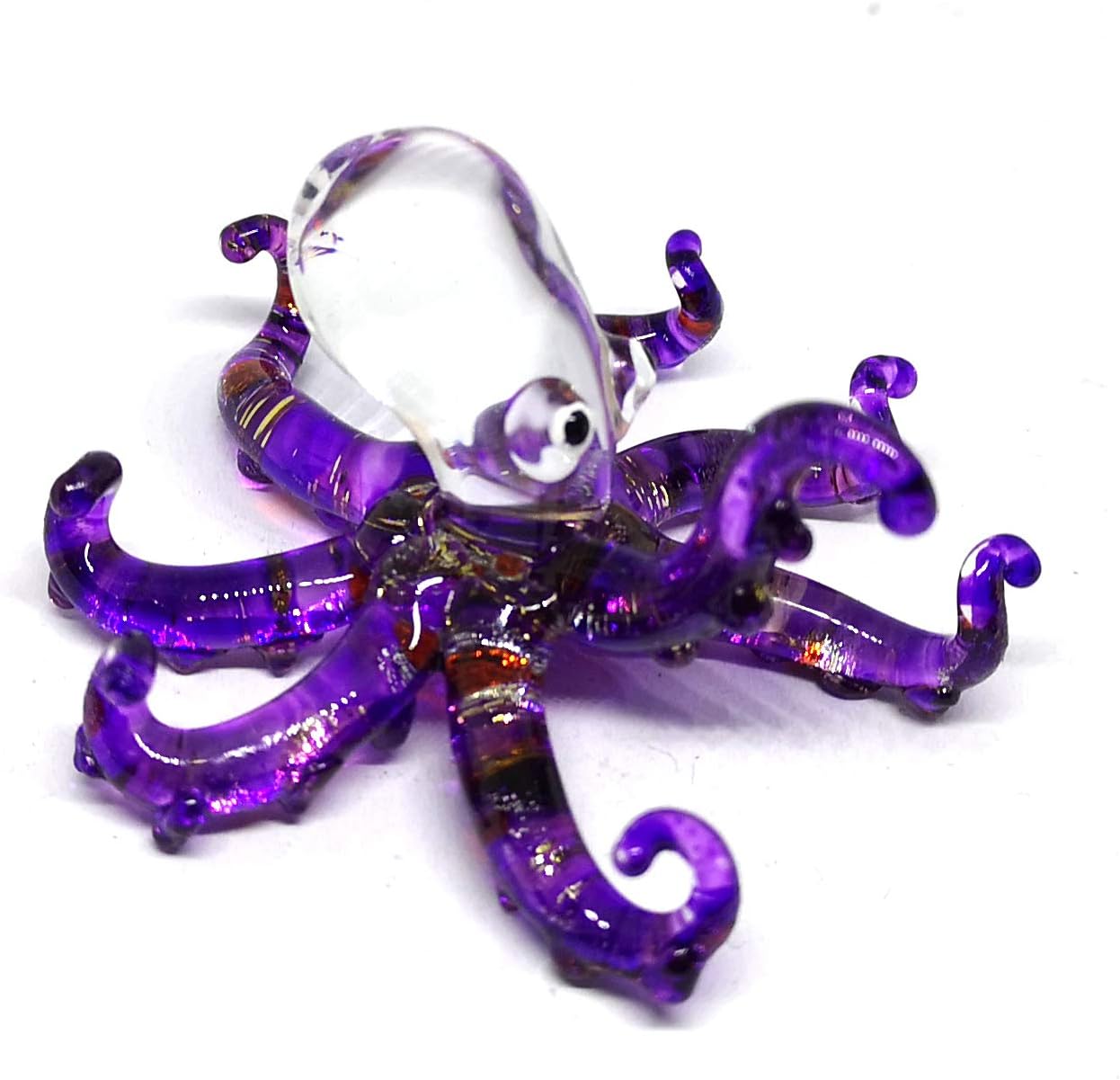 ZOOCRAFT Glass Sea Octopus Figurine - Miniature Hand Blown Purple Coastal Style Home Decor Collectible