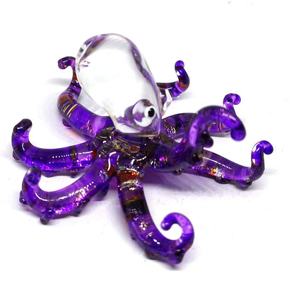ZOOCRAFT Glass Sea Octopus Figurine - Miniature Hand Blown Purple Coastal Style Home Decor Collectible
