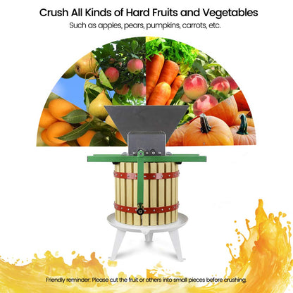 Fruit Apple Crusher and Wine Press with Filter Bag,100% Nature Apple&Grape&Berries Crusher Manual Juice Maker