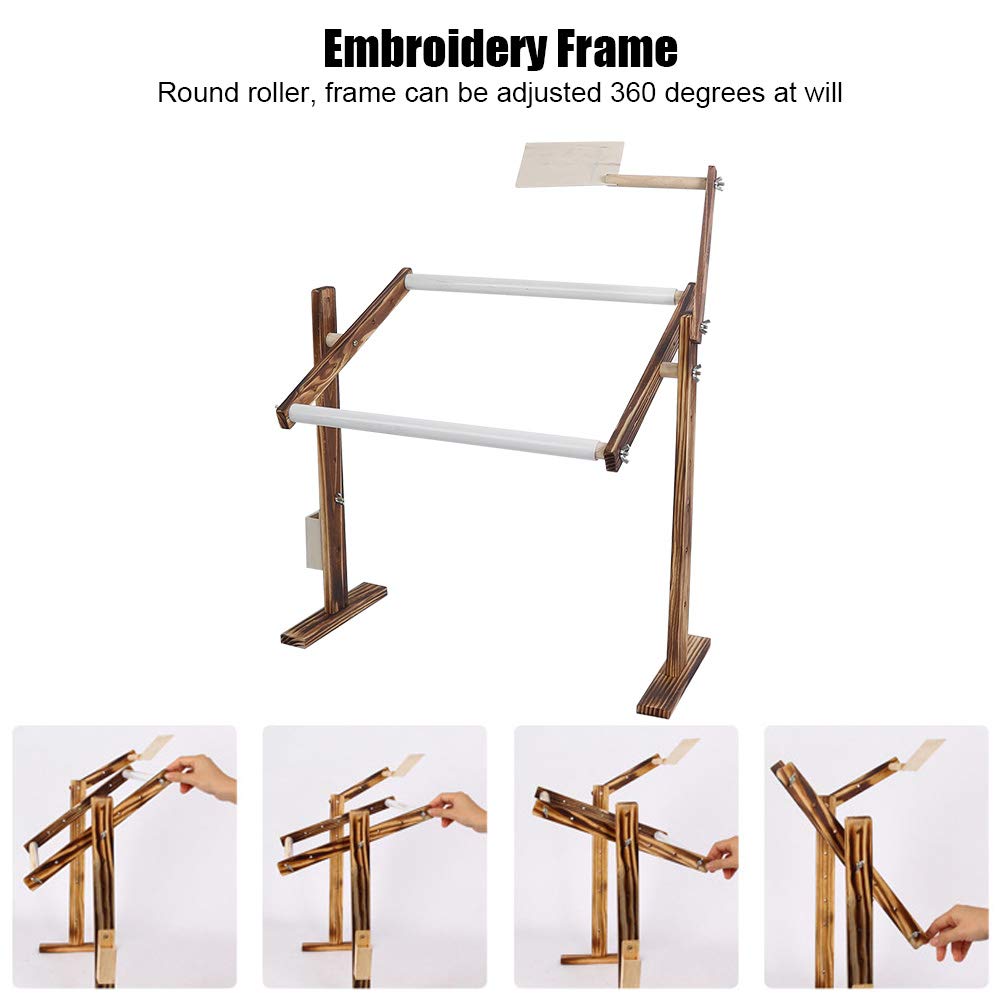 Adjustable Height Embroidery Hoop Stand, Antique Wooden Rack for Cross Stitch & Sewing, Cross Stitch Floor Stand Needlework Stand Holder for DIY Art & Stitching Projects
