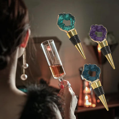 Agate Wine Bottle Stopper, Reusable Champagne Stoppers, JruizAhp 3Pcs Cute Wine Stopper, for Decorative Wine Bottle Stoppers With for Wedding, Holiday Party, Gifts for Wine Lovers