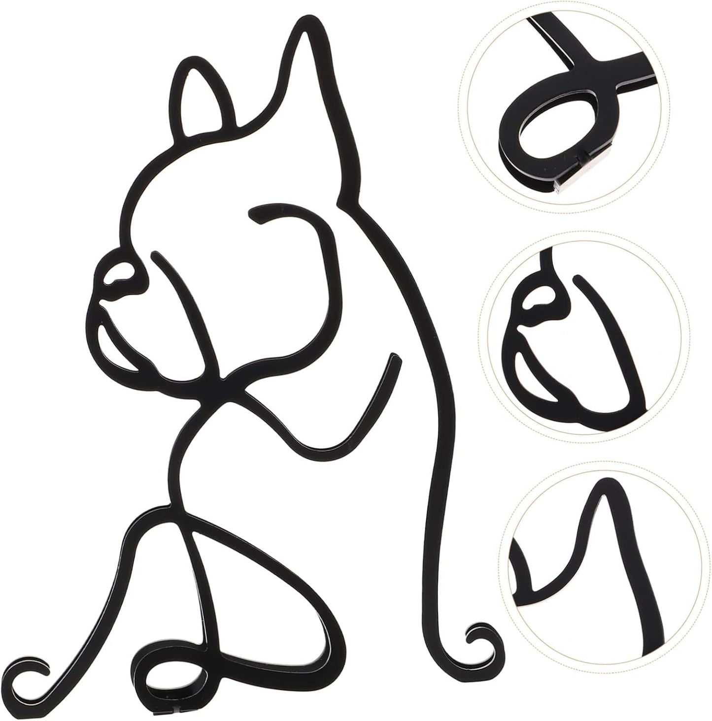Wrought Iron Pet Ornament, Abstract Dog Sculpture, Metal Art Figure, Geometric Statue for Desk Decor, Office