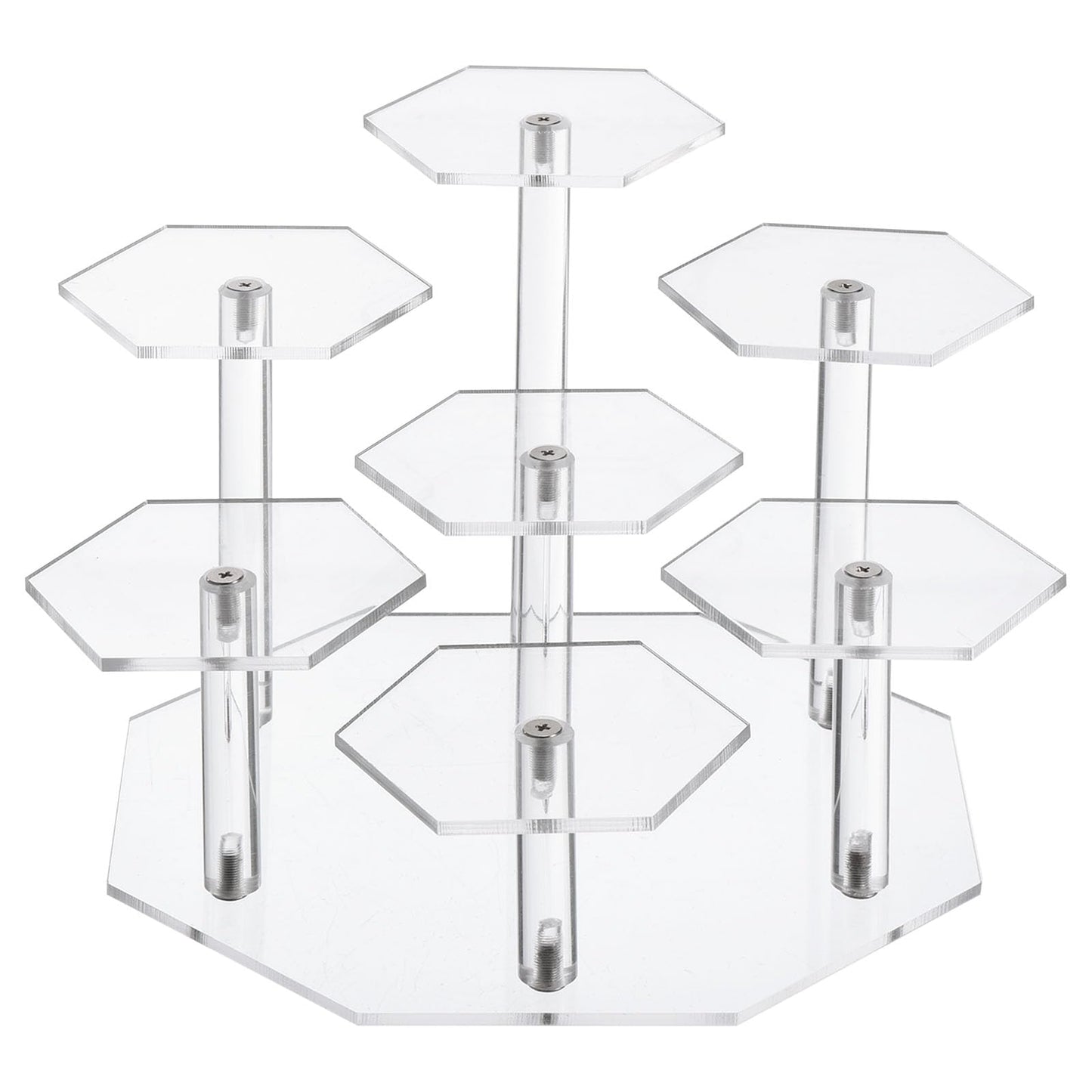 UXcell 7-Tier Acrylic Display Stand for Figures & Collectibles - Clear Acrylic Risers with Perfume Organizers