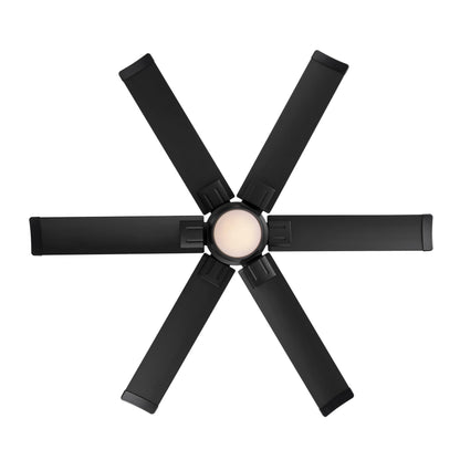 MINKA-AIRE Soarin 56" 6-Blade 5CCT LED Smart Ceiling Fan - Coal and Coal Blades with White Lens