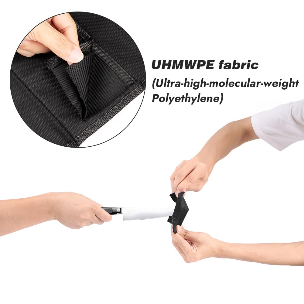 6 Slot Puncture Resistant Knife Roll, Waxed Canvas Knife Bag Featuring UHMWPE Fabric, Tie Straps Knife Roll Bag Fit 8-Inch Chef Knives