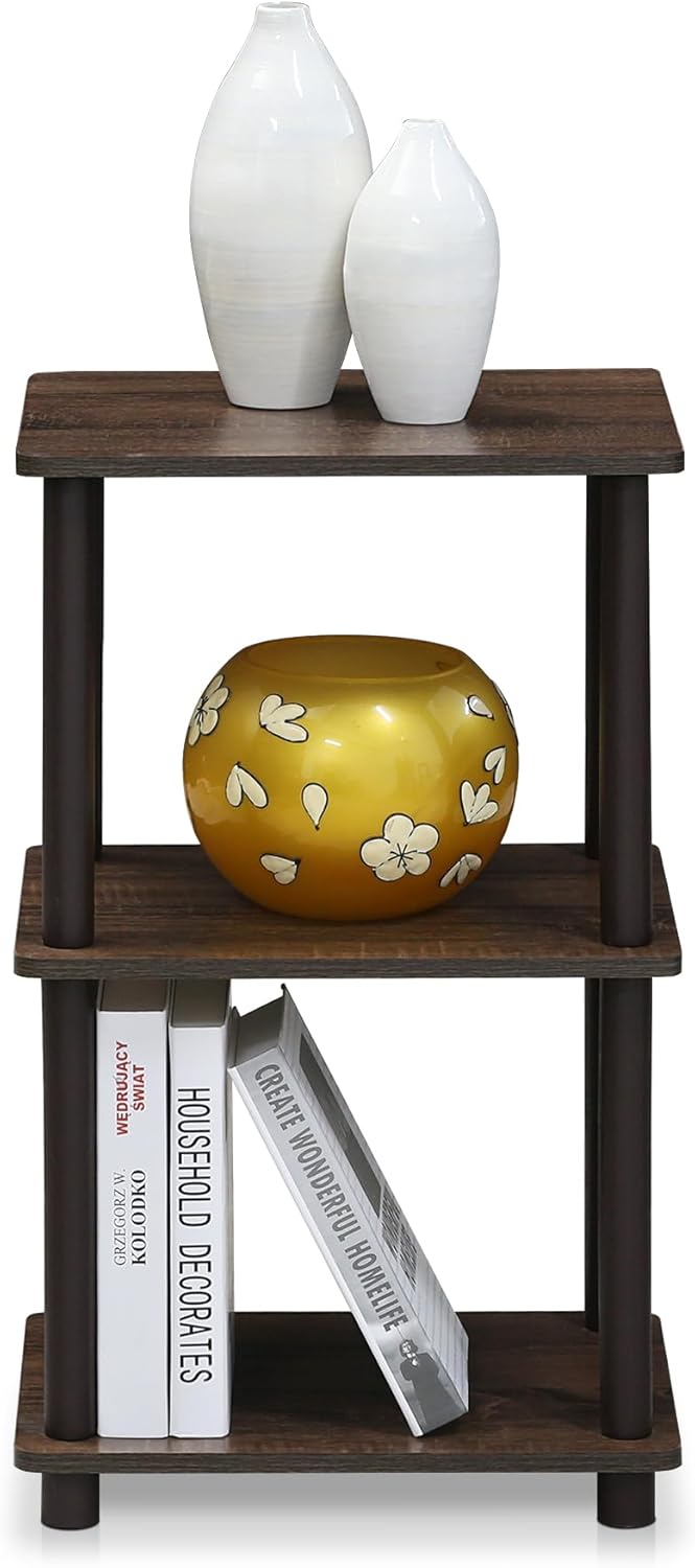 2 FURINNO Turn-N-Tube Space Shelf, Walnut/Brown