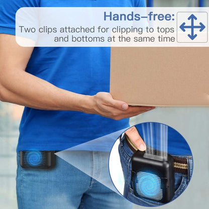 Koonie Portable Waist Belt Cooling Fan Rechargeable, 23h Use Time, 5100RPM Strong Airflow with 3 Speed Levels, Personal Under Shirt Fan for Men,Hands-free Clip on Pants Fan for Outdoor Working,Jobsite
