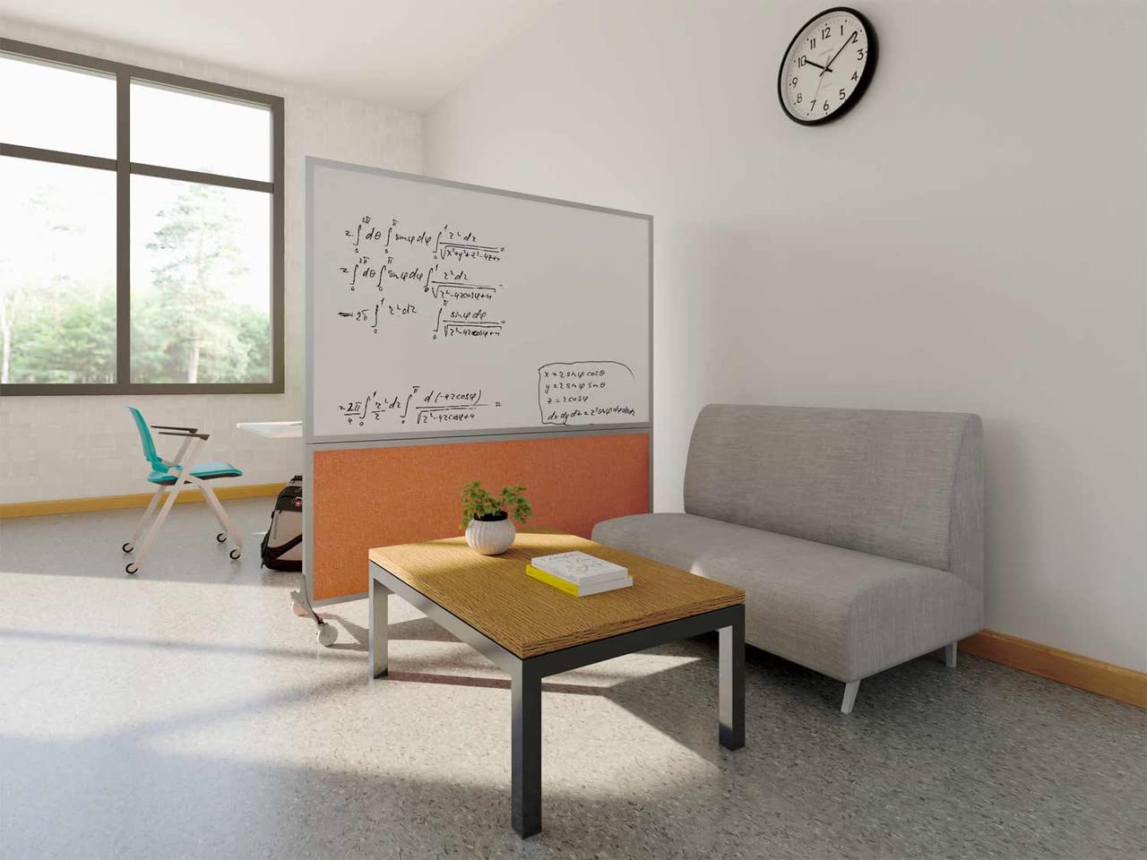 DivideWrite Mobile Whiteboard | Double Sided Dry Erase Board | Portable Office Cubicle Partition | Display for Classrooms, Conference Rooms, Meeting Areas and More | Black Fabric 6' Wide X 6' Tall