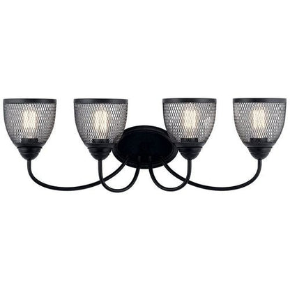 KICHLER Voclain 32" 4 Light Vanity Light with Mesh Shade in Black