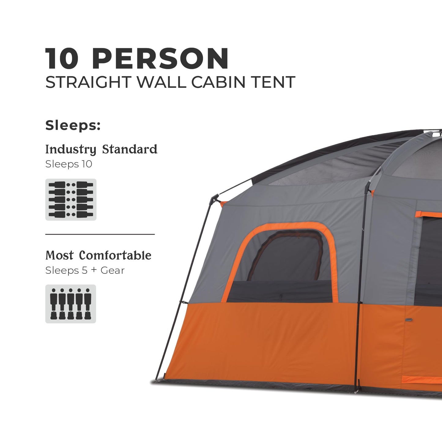 CORE 10 Person Tent | Large Multi Room Family Cabin Tent with Carry Bag for Outdoor Car Camping | Included Gear Loft Organizer for Camping Accessories