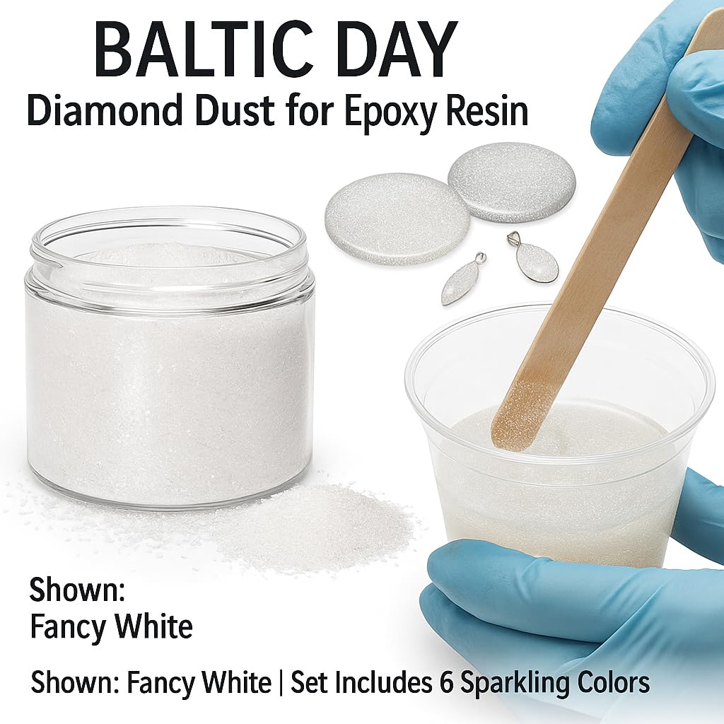 BALTIC DAY Diamond Dust – 6 Color Luxury Glitter Set for Epoxy Resin – Ultra Sparkle Mica Powder for Crafts, Tumblers, Jewelry & Art – Brilliant Crystal Shimmer Pigments