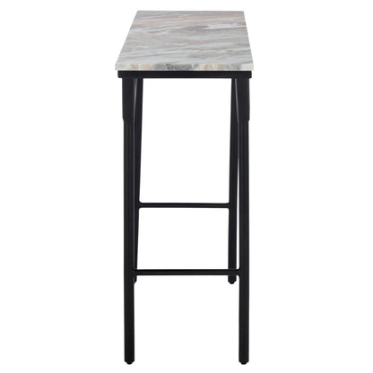 SAFAVIEH Home Collection - Frederick Console Table, Brown & Grey Marble Top with Black Metal Legs (CNS3707A)