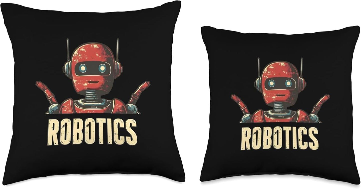 Retro Robotics Mechatronics Software Mechanics Throw Pillow