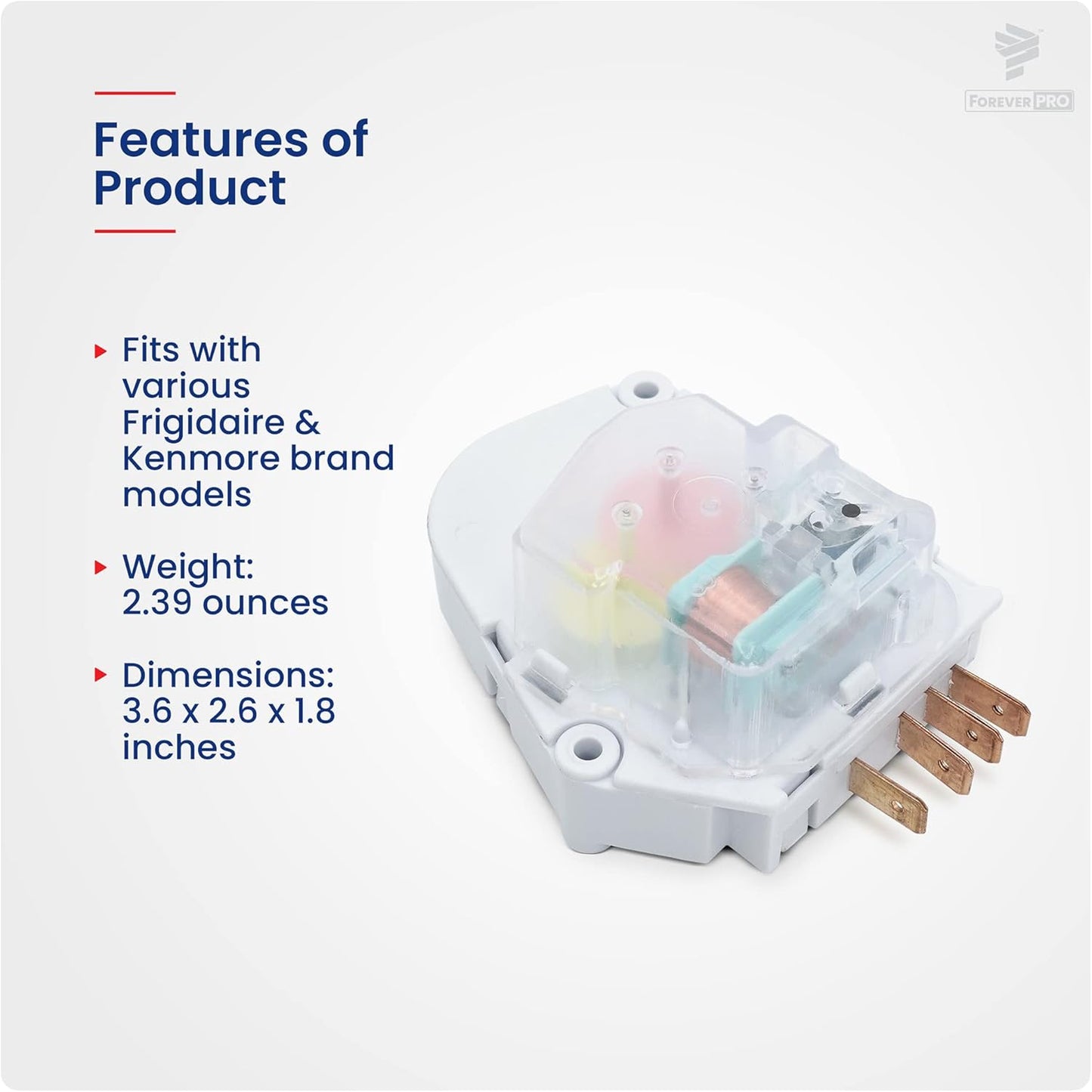 ForeverPRO 215846602 Defrost Timer for Frigidaire Refrigerator, Compatible with 5304457327, 5300628518