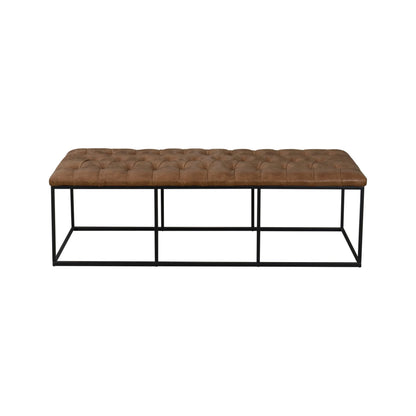 Homepop Home Decor | Large Upholstered Bench | Bench Ottoman with Storage for Living Room & Bedroom | Decorative Home Furniture (Distressed Brown Faux Leather)