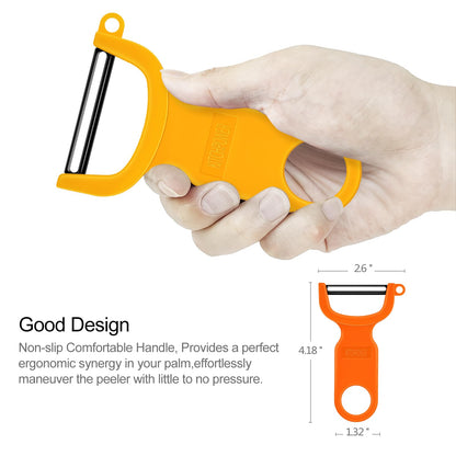 Original Vegetable Peeler, Potato Peelers for kitchen Carbon Steel Blade 3-Pack Orange/Blue/Yellow