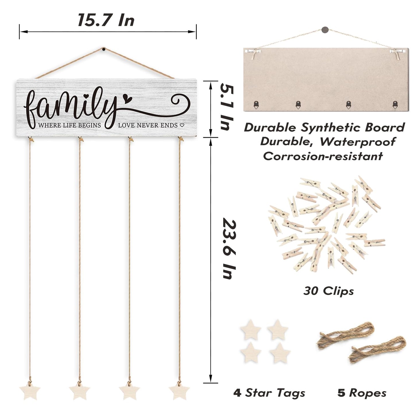 SJDFCSA Family Picture Frames Collage Photo Hanging Display Picture Board, Family Picture Frames Collage Wall Decor, Familys Where Life Begins Love Never Ends Home Living Room Bedroom Wall Decor XXXK