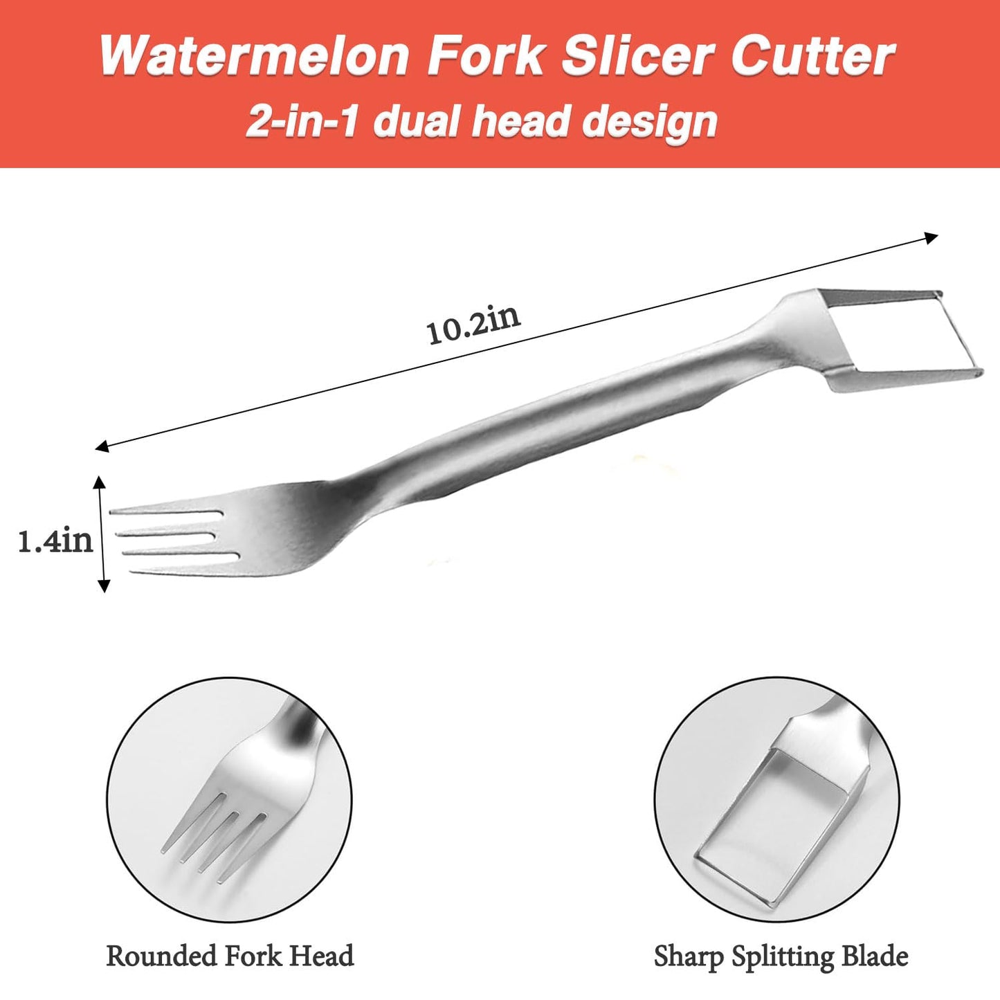 Watermelon Cutter Slicer Fruit Tool - 2-in-1 Stainless Steel Watermelon Cube Cutter, 2026 New Upgrade Dual Head Watermelon Fork Slicer Tool, Summer Fruit Cutting Kitchen Gadget for Home (2PCS)