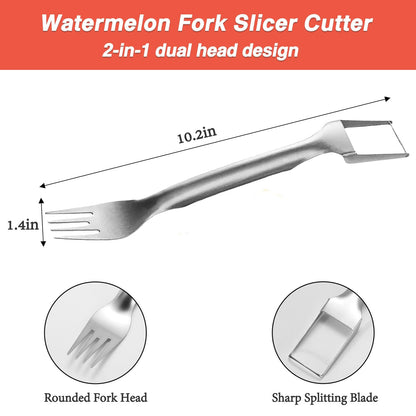 Watermelon Cutter Slicer Fruit Tool - 2-in-1 Stainless Steel Watermelon Cube Cutter, 2026 New Upgrade Dual Head Watermelon Fork Slicer Tool, Summer Fruit Cutting Kitchen Gadget for Home (2PCS)