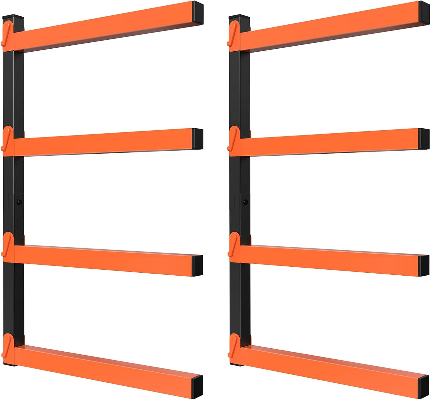 NANANARDOSO Wall Mount Wood Organizer - Heavy-Duty Metal Shelf with 4 Levels | 2-Pack Lumber Racks for Indoor/Outdoor Use