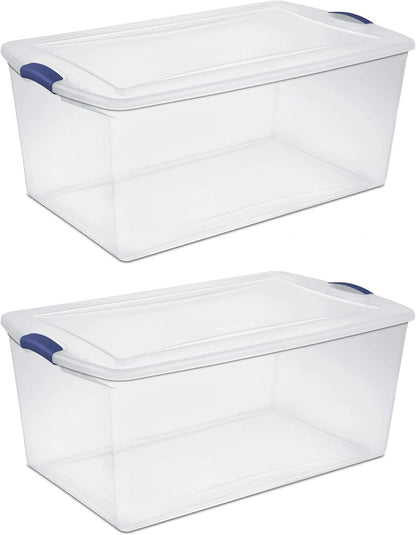 Regine Switzerland 105 QT Transparent Storage Box - Stackable with Blue Lock Mechanism | Ideal for Household & Seasonal Items