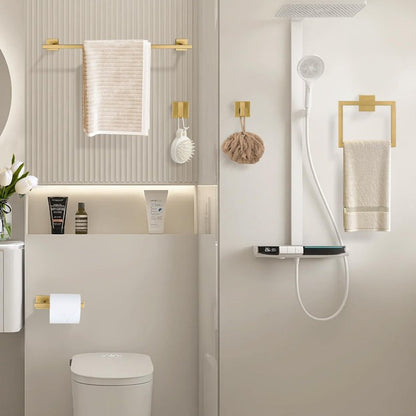 YACVCL Towel Bar Set, 5-Piece Brushed Gold Bathroom Hardware Set, Gold Bathroom Accessories Set, SUS304 Stainless Steel 23.6 Inch Towel Holder Towel Racks Set Wall Mounted