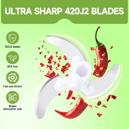 Ziweaye Manual Food Processor Vegetable Chopper, Portable Hand Pull String Garlic Mincer Onion Cutter for Veggies, Ginger, Fruits, Nuts, Herbs, etc., 500ml,（Gray-green）